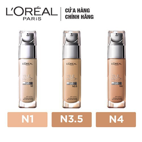 Hàng Mới Kem nền mịn da dạng lỏng L'Oreal Paris True Match Liquid Foundation 30ml (Chính hãng)