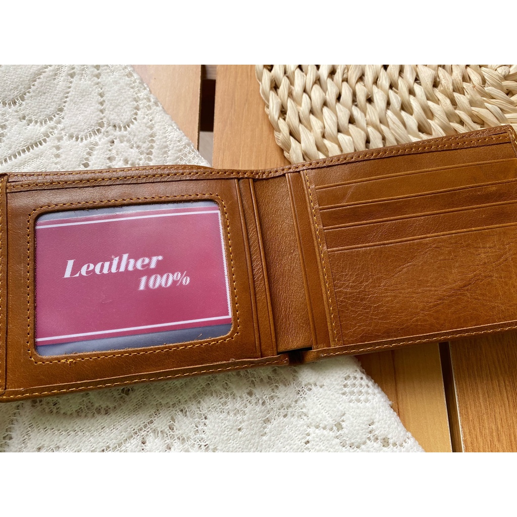 Ví nam da bò sáp 100% thiết kế nhiều ngăn bỏ vừa giấy tờ xe, cavet loại cũ