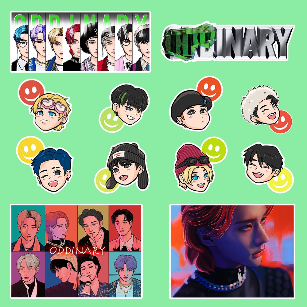 Set 100 Miếng Dán Trang Trí In Hình Nhóm Nhạc Stray Kids Dễ Thương