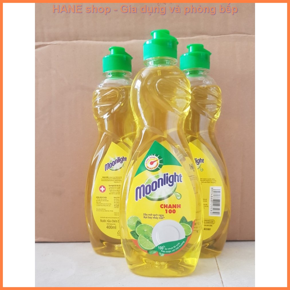 Nước rửa chén Moonlight hương chanh dịu nhẹ với da tay - chai 400ml