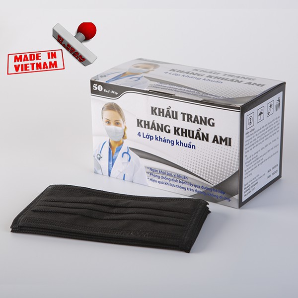 combo 4_Hộp khẩu trang y tế mầu Đen AMI 4 lớp (50 Chiếc / 1 Hộp)4đen | WebRaoVat - webraovat.net.vn