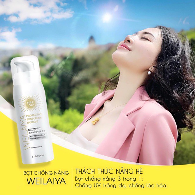 Bọt chống nắng trắng da Weilaiya - Hàng chính hãng