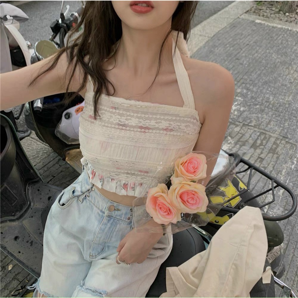 Áo quây ren viền bèo hoa cột nơ cổ điệu đà
