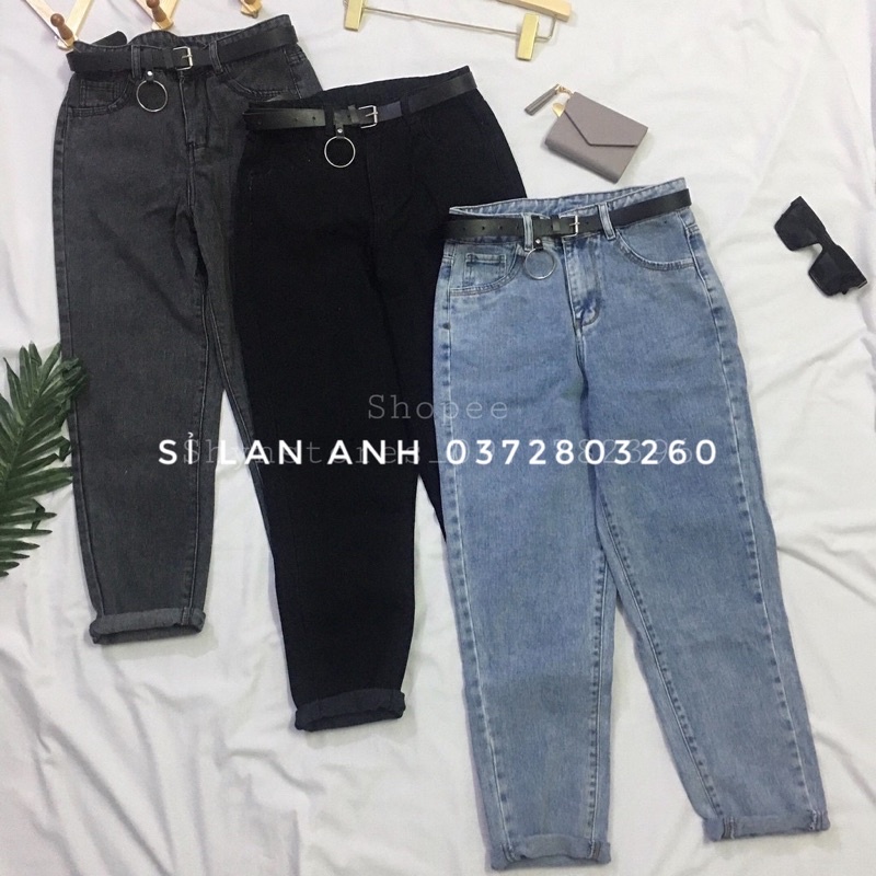 Quần jeans baggy quần bò dáng boyfriend cạp cao dài