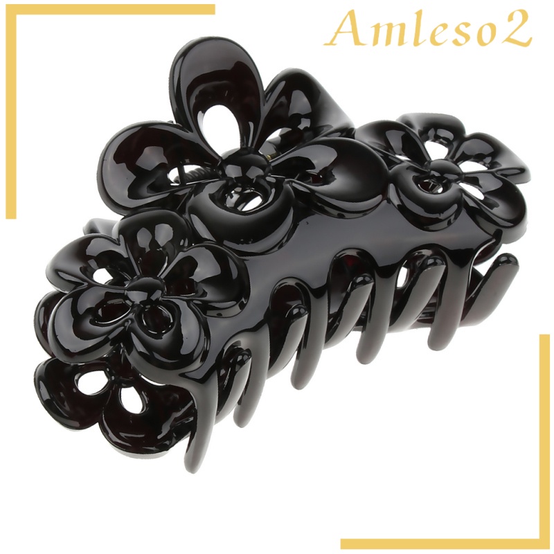 Kẹp Tóc Càng Cua Lớn Hình Hoa Pha Lê Màu Đen Cho Nữ Amleso2