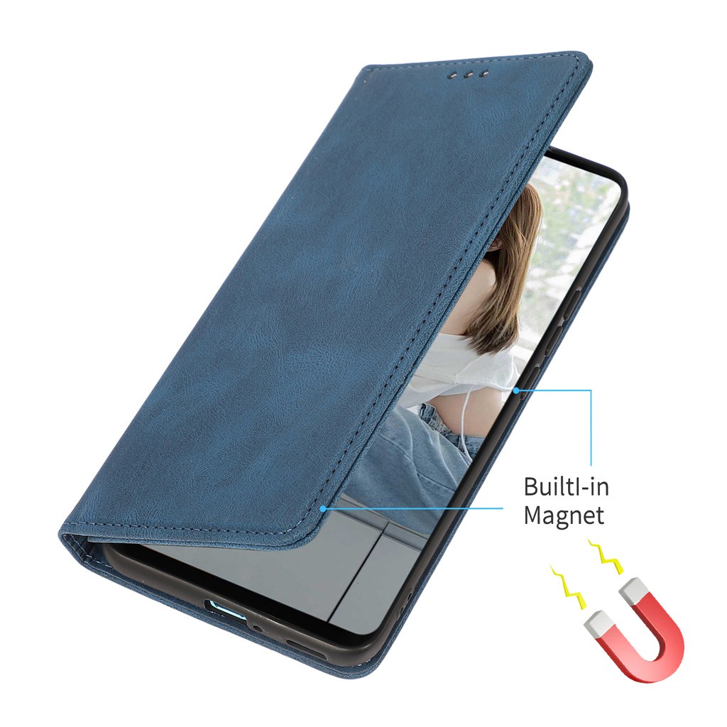 Bao da điện thoại nắp lật nam châm phong cách retro cho Xiaomi Mi 11 Pro 11 Lite Poco M3 Pro Redmi Note 10 5G
