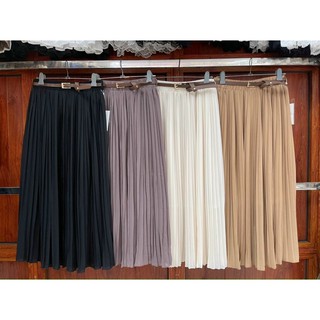Chân váy maxi dập ly kèm belt
