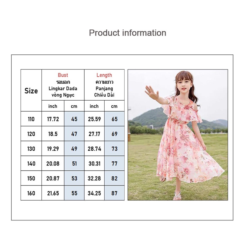 váy cho bé gái IQ ANGEL dài ngang gối vải voan thoáng khí in hoa thời trang hè cho bé gái