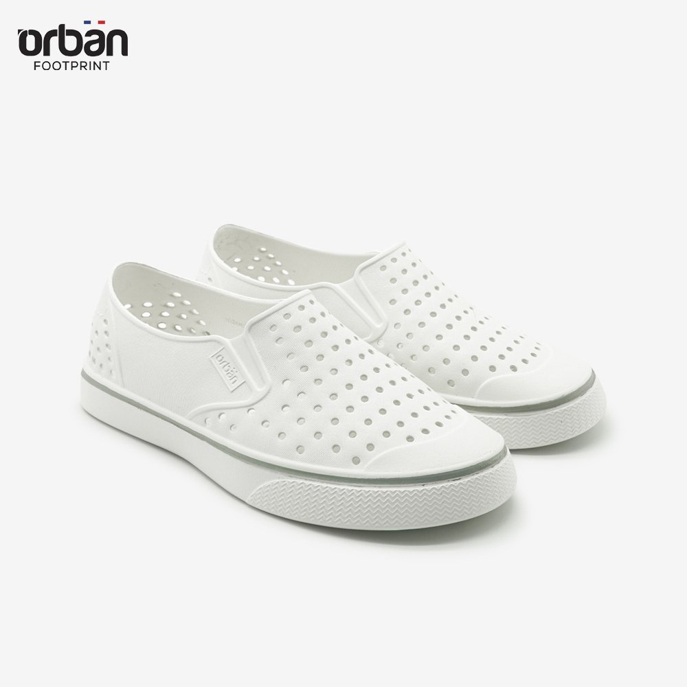 Giày Slipon Lỗ Urban Footpritn EVA Fylon (D2201 AD8) Trắng Lé Ghi