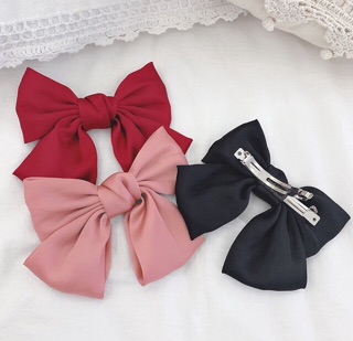Kẹp tóc phối nơ cực to lụa satin cao cấp Hot trend