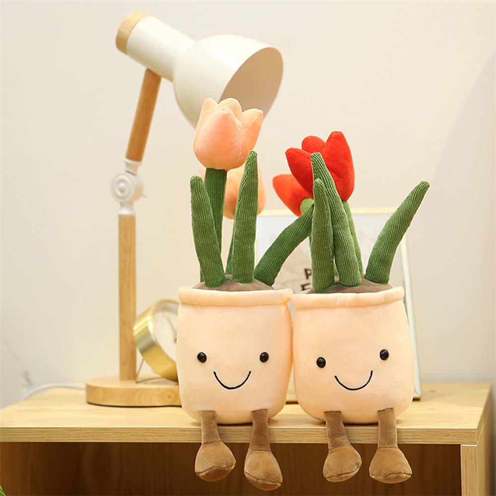 đồ chơi nhồi bông Tạo Hình Chậu Hoa Tulip Độc Đáo