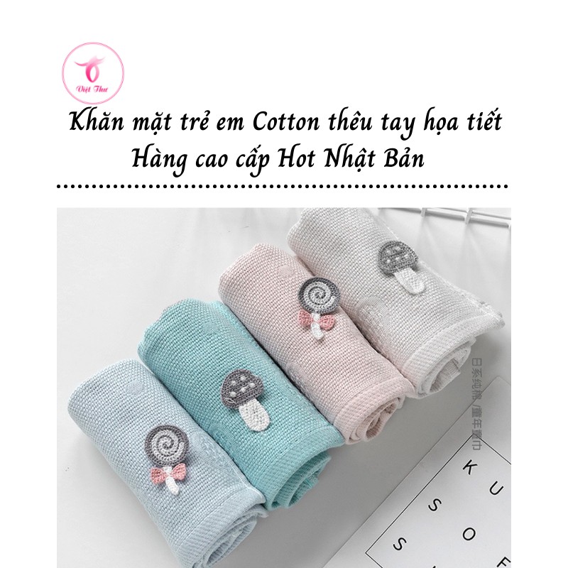 Khăn mặt trẻ em cotton thêu tay cao cấp VIỆT THƯ, siêu mềm mại, siêu thấm hút, 50gr, 25x50cm