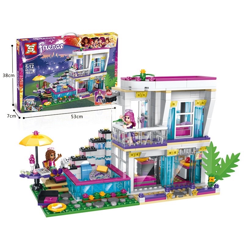 Lego 760 chi tiết xếp vila siêu biệt thự Friends cho bé