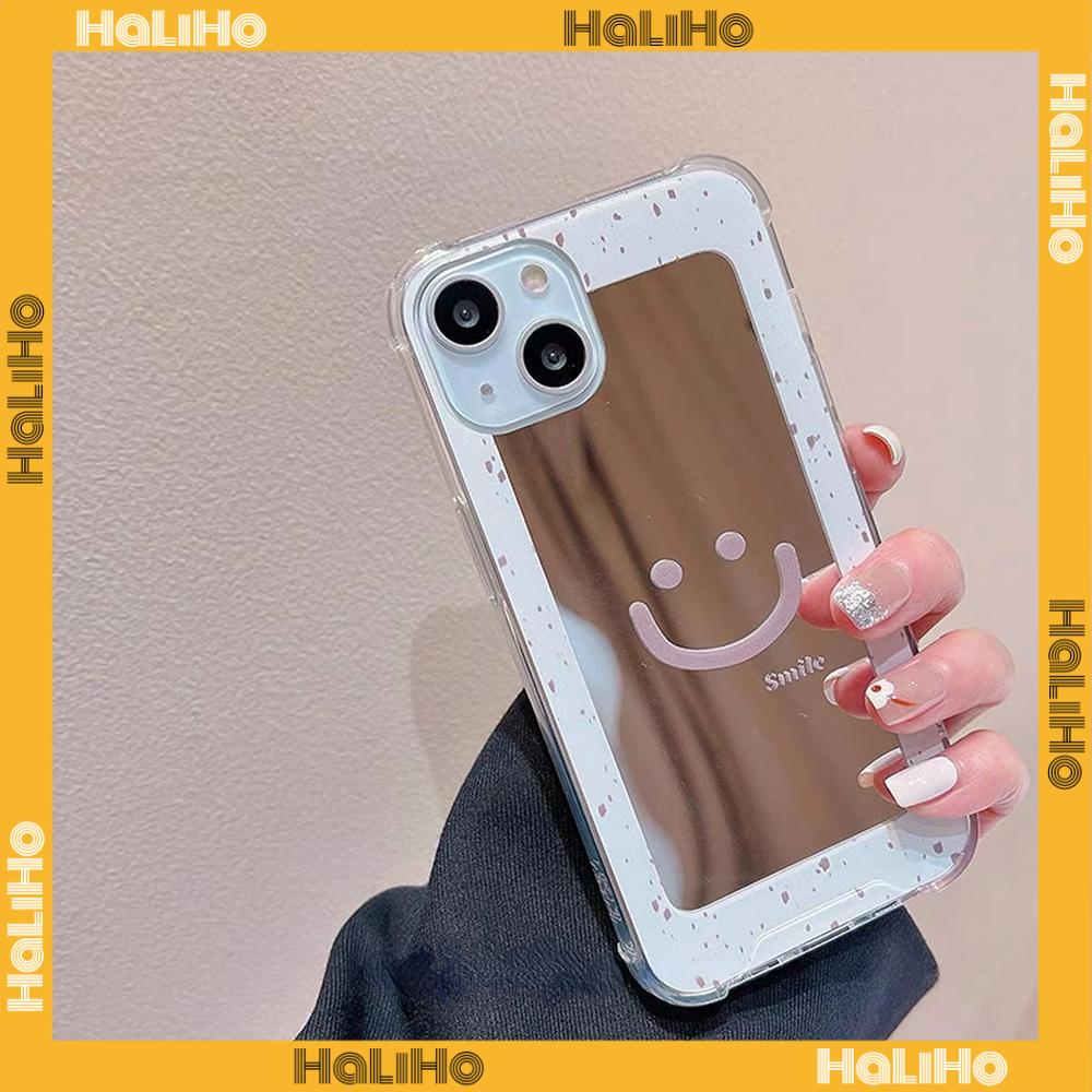 iPhone Case Luxury Acrylic Mirror Airbag Shockproof Protection Camera Smiley Cute Simple Compatible For iPhone 11 Pro Max 13 Pro Max 12 Pro Max 7Plus XS Max
