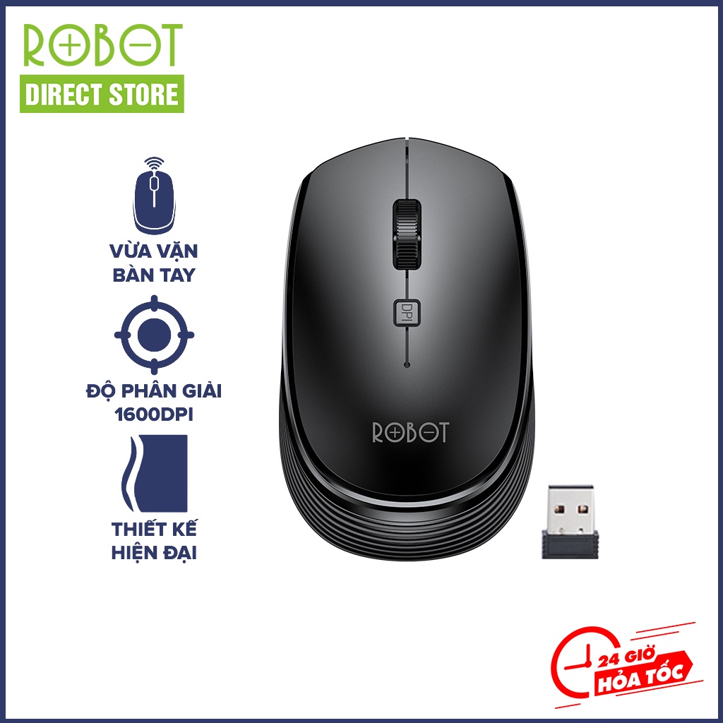 Chuột không dây Robot M205 Robot Direct Store kết nối USB có nút tùy chỉnh độ phân giải thiết kế gọn nhẹ cho văn phòng