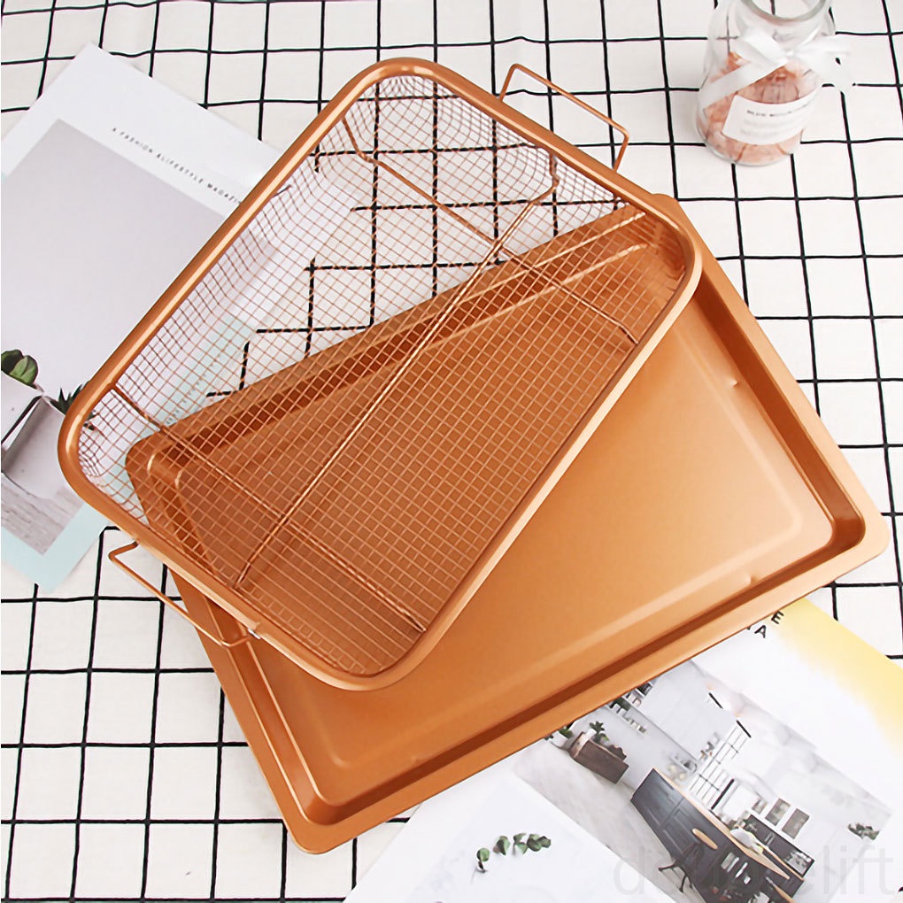 Khay lưới đựng thực phẩm chiên ráo dầu chống hình hình chữ nhật tiện lợi