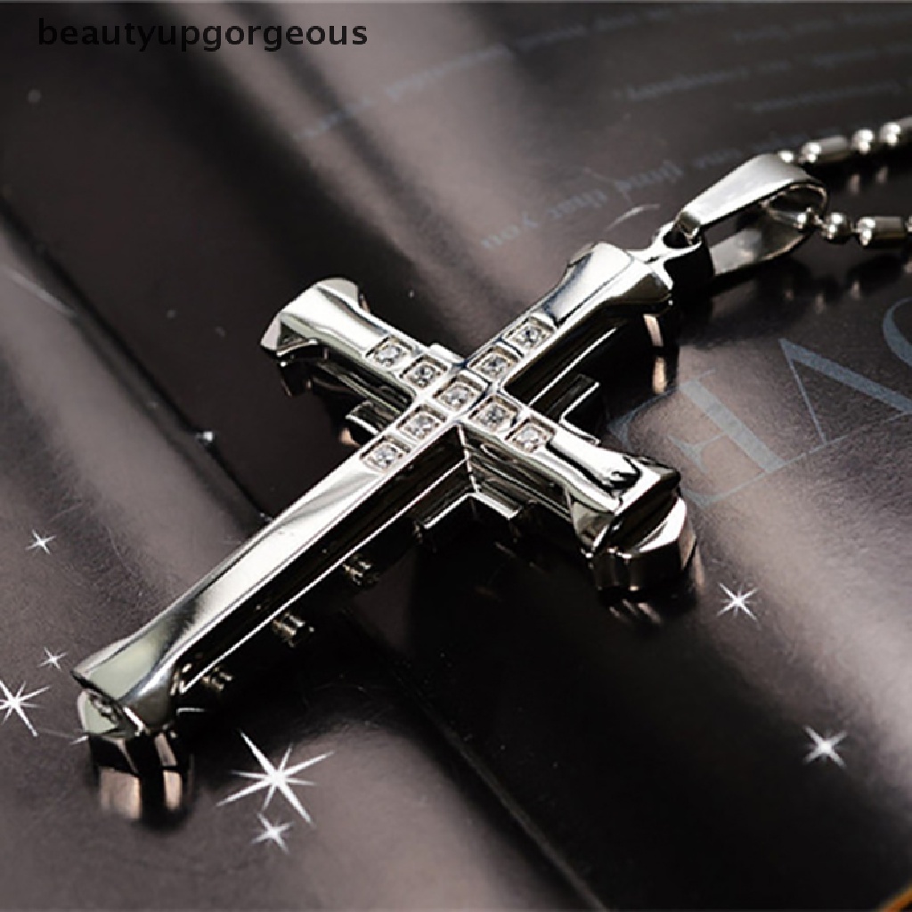 [Beautyupgorgeous] Vòng cổ Bằng Thép Không Gỉ Mặt Thánh Giá Đính Pha Lê Đẹp Mắt