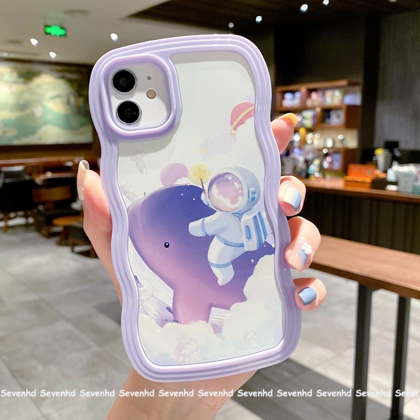 Ốp Điện Thoại Họa Tiết Hoạt Hình Cá Voi Phi Hành Gia 2 Trong 1 Cho iPhone 13 12 11 Pro Max SE2020 X XR XS Max 8 7 Plus
