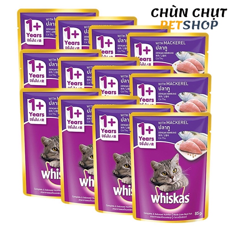 Pate Mèo lớn Whiskas 80g thức ăn dinh dưỡng cho Mèo - Nhiều hương vị