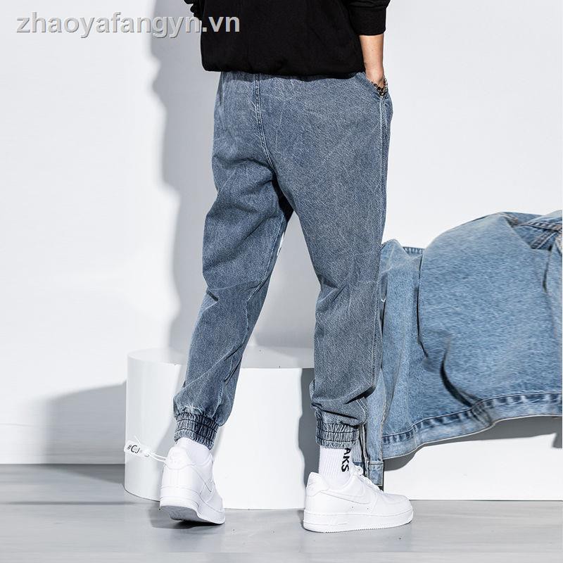 Quần jeans nam ống rộng mài rách thời trang Hàn
