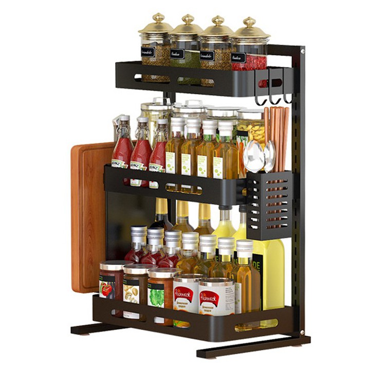 [HÀNG CAO CẤP]  Kệ gia vị đa năng INOX phủ sơn tĩnh điện Đen, kệ bếp cao cấp (2 Tầng, 3 Tầng) Loại Dày | BigBuy360 - bigbuy360.vn