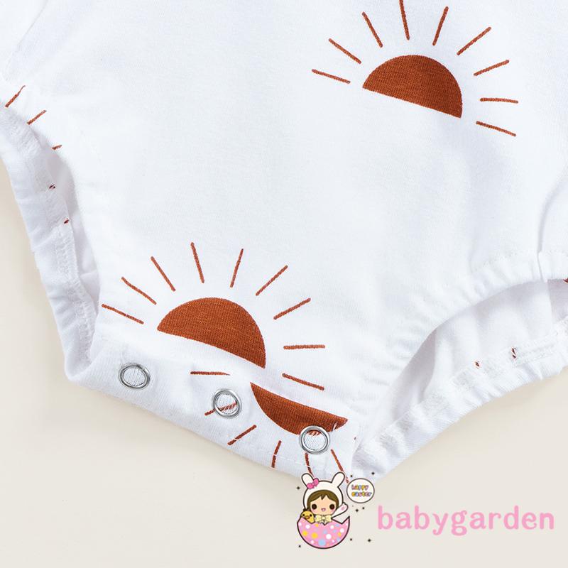 Áo liền quần không tay hở lưng in hình mặt trời/kim cương tam giác cho bé 0-2 tuổi