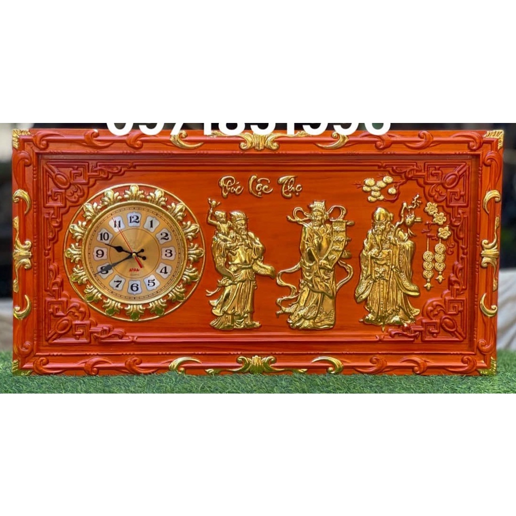 Đồng Hồ Gỗ Hương Treo Tường, Tranh đồng hồ treo tường Chữ Nhẫn Kích thước 41cm x 81cm, dày 3cm