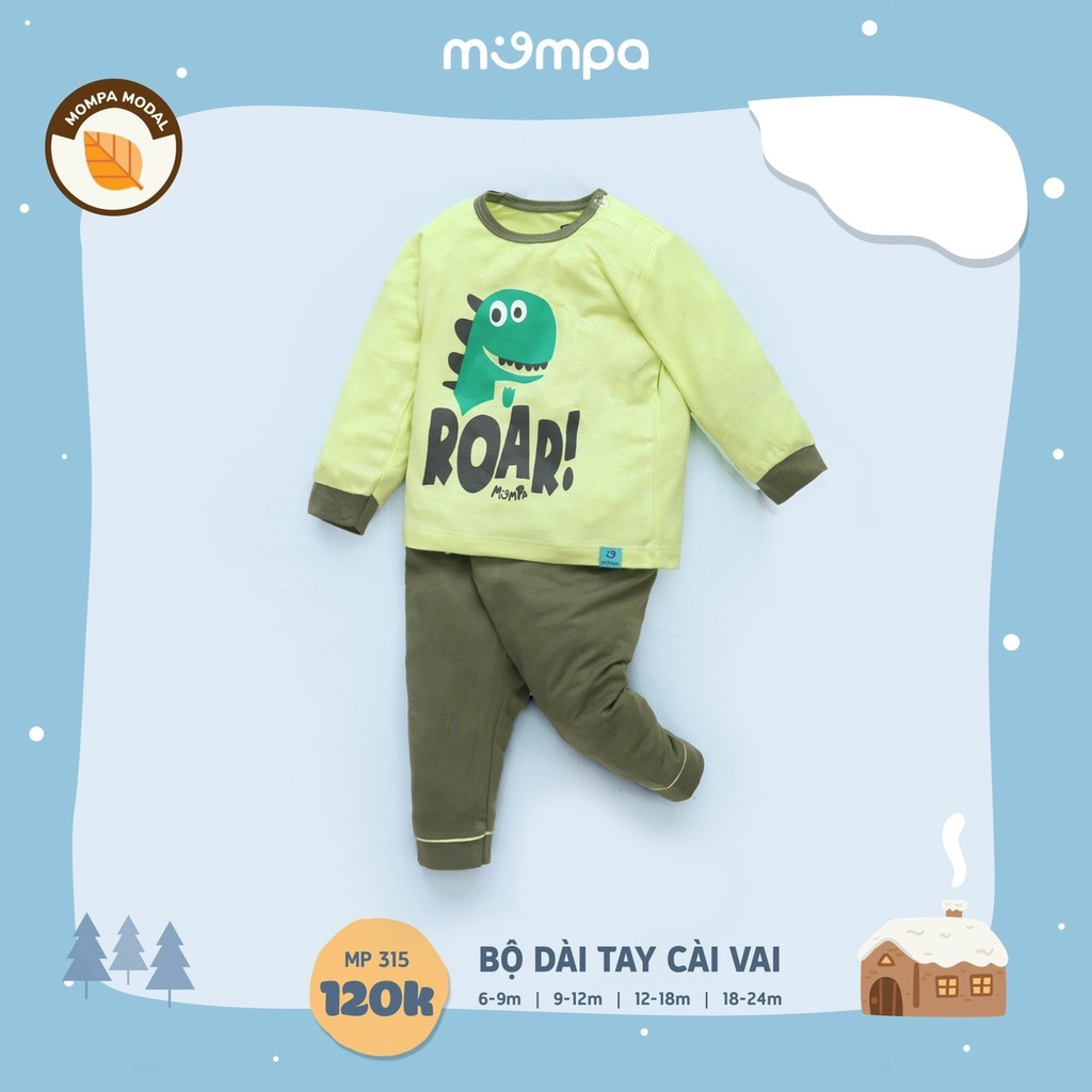 [Chính Hãng] Bộ dài tay cài vai chất modal họa tiết trẻ em MP315 Mompa