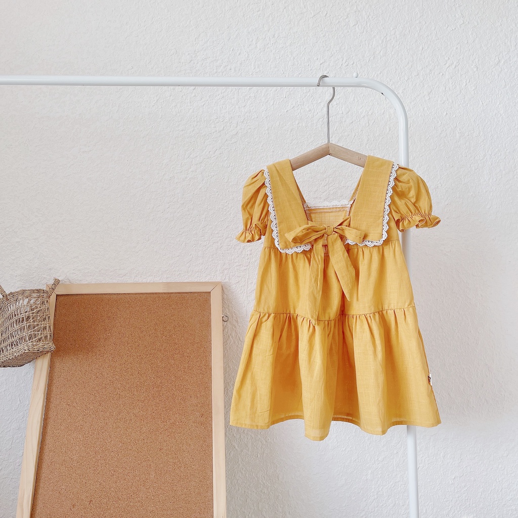 Váy hè cộc tay cổ lá vuông cho bé 1-7 tuổi (Mã 097)