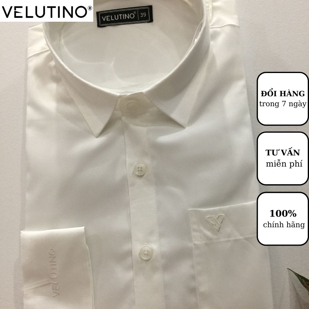 Áo sơ mi nam Velutino dài tay trắng túi ngực công sở cao cấp | BigBuy360 - bigbuy360.vn