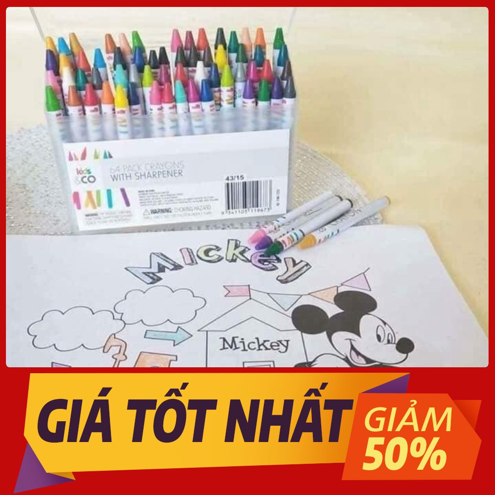 [Sale toàn shop] Bộ sáp màu 64 món hộp nhựa