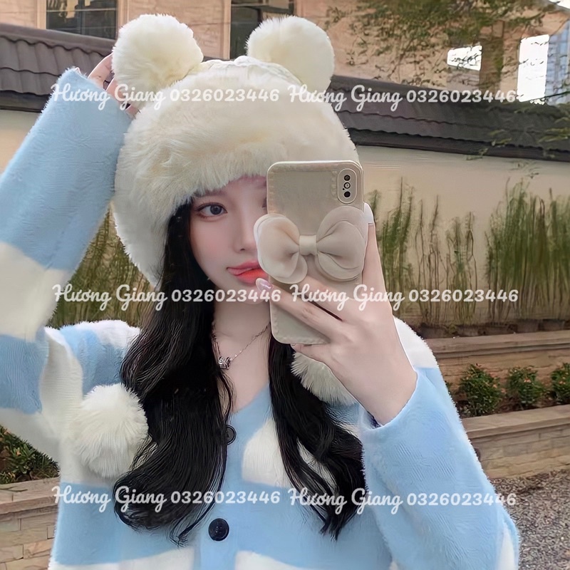 Mũ Len Lông Quả Bông