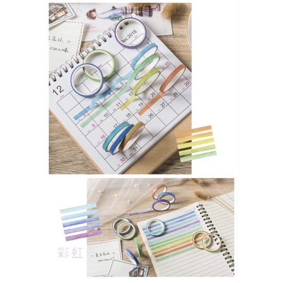 Set 10 Cuộn Washi Tape Băng Keo Trang Trí Sổ