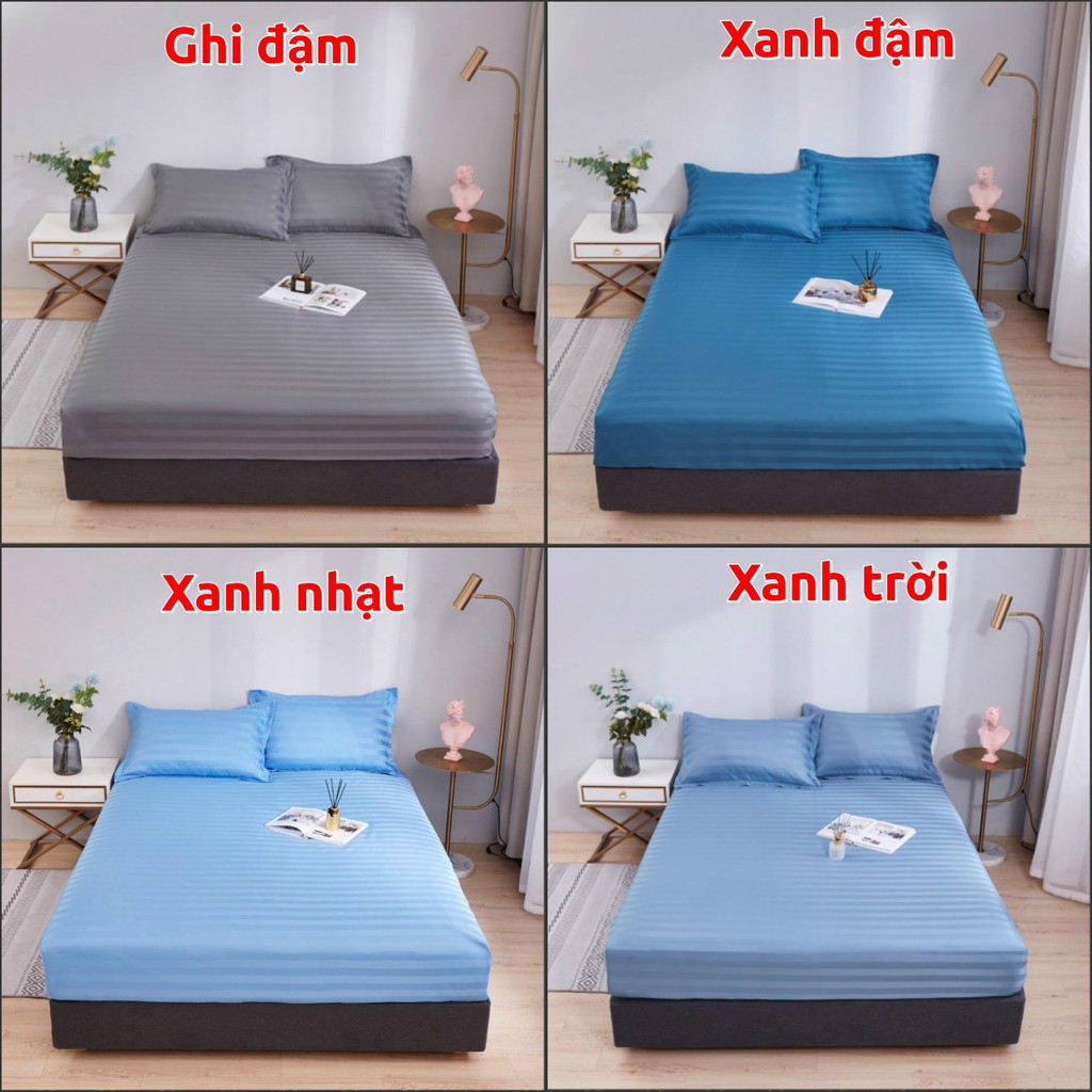 Bộ ga giường và vỏ gối Cotton 3F Khách sạn trơn nhiều màu, đủ size nệm DREAMHOME