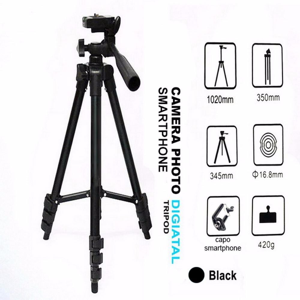 Gậy 3 Chân Tripod 3120 Màu Đen Hợp Kim Nhôm Tặng Kẹp Điện Thoại