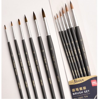 Cọ Vẽ Tranh Sơn Dầu, Màu Nước, Hóa Trang Chuyên Nghiệp Deli 73892 - 6 cây - Cây số 2,4,6,8,10,12