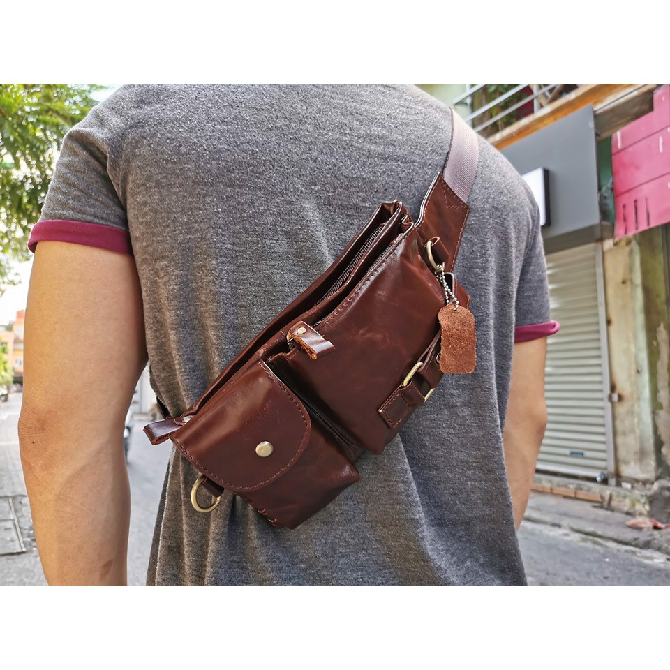 BẢO HÀNH TRỌN ĐỜI] Túi bao tử / Sling Bag Cao Cấp Hàng Đẹp Gạt Tàn Store / Cam Kết Da Bò Thật 100% - IPMN116 | BigBuy360 - bigbuy360.vn