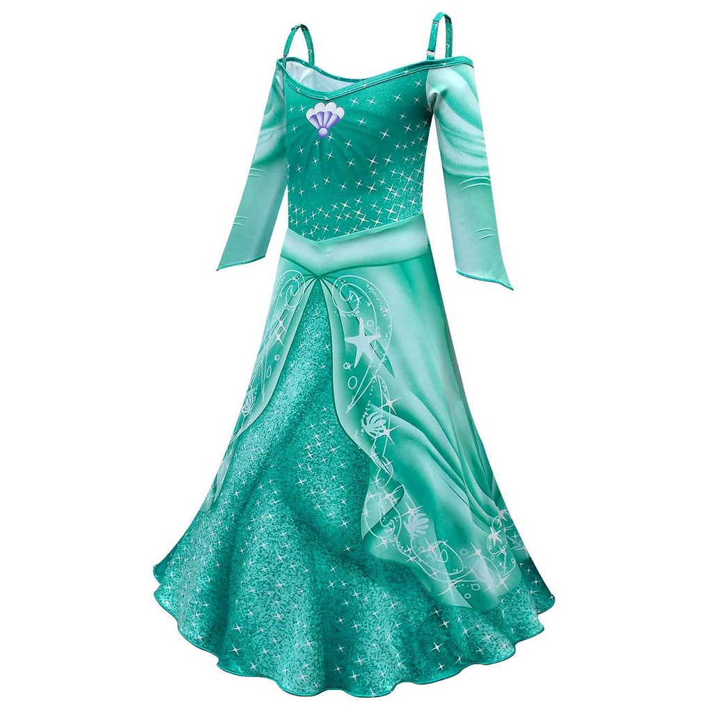 DISNEY Đầm hóa trang nàng tiên cá tay ngắn 100-140cm cho bé gái 3-8 tuổi | BigBuy360 - bigbuy360.vn