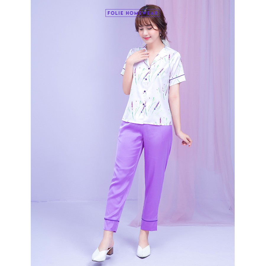 Folie Homewear đồ mặc nhà áo tay ngắn quần dài lụa FB36.13