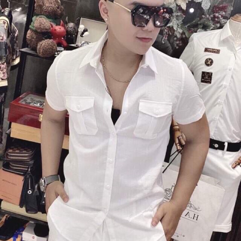 Áo Somi Đũi Nam Tay Ngắn Túi Hộp AXK163