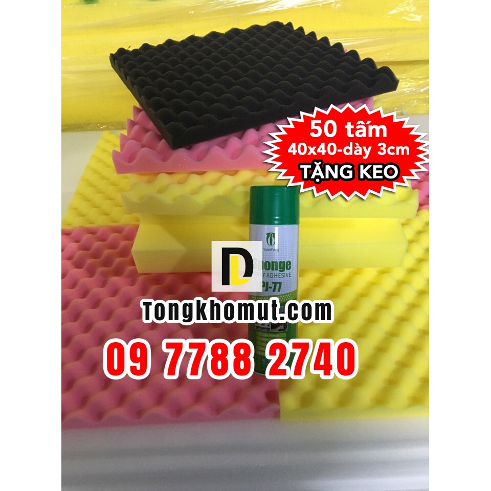 [TẶNG KEO XỊT] - 50 tấm Mút tiêu âm, cách âm 40x40x3cm/tấm hình trứng cho phòng hát