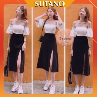 Chân váy dài sẻ tà