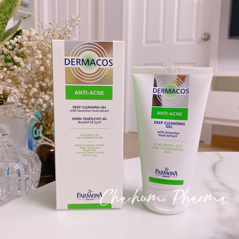 Sửa rửa mặt giảm viêm, giảm nhờn da Dermacos anti acne deep cleansing gel farmona 150ml