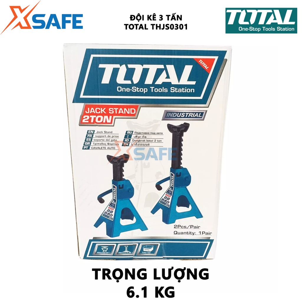 Đội kê ô tô 3 tấn TOTAL THJS0301 nâng cao tối thiểu 2700mm, tối đa 410mm, phủ sơn tĩnh điện chống thấm nước, gỉ sét