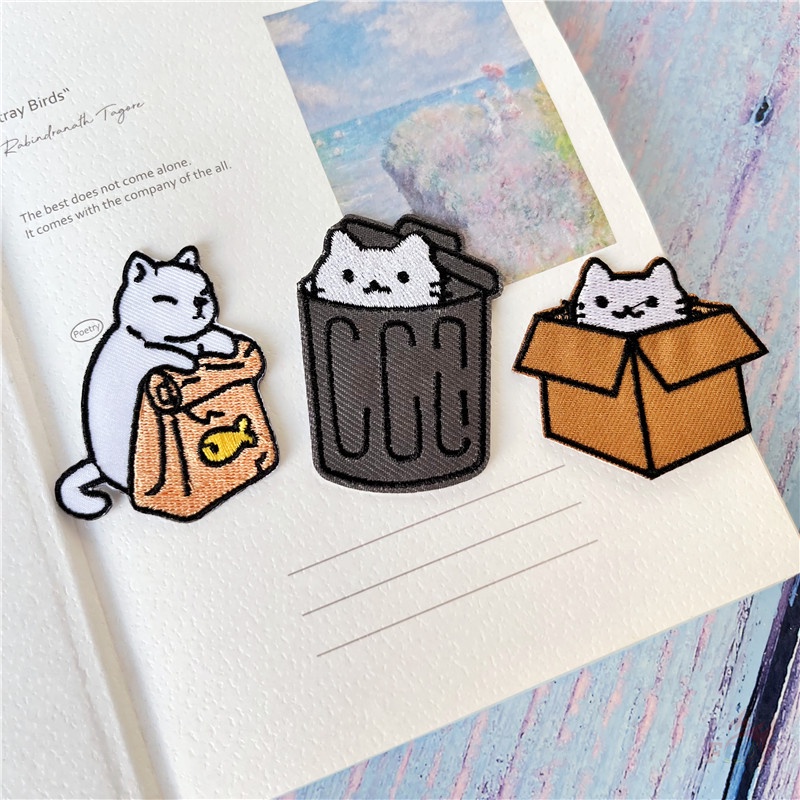 ♚ Miếng Dán Ủi Lên Quần Áo Hình Mèo Vui Nhộn ♚ 1 Miếng Vá DIY Kuso Trên Miếng Vá Sắt Trên Huy Hiệu