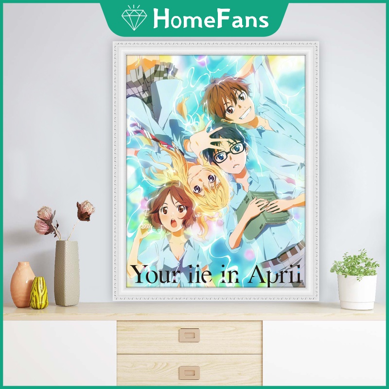 Bộ Tranh Đính Đá 5D Tự Làm Hình Anime Nhật Bản 40x50cm Trang Trí Nhà Cửa
