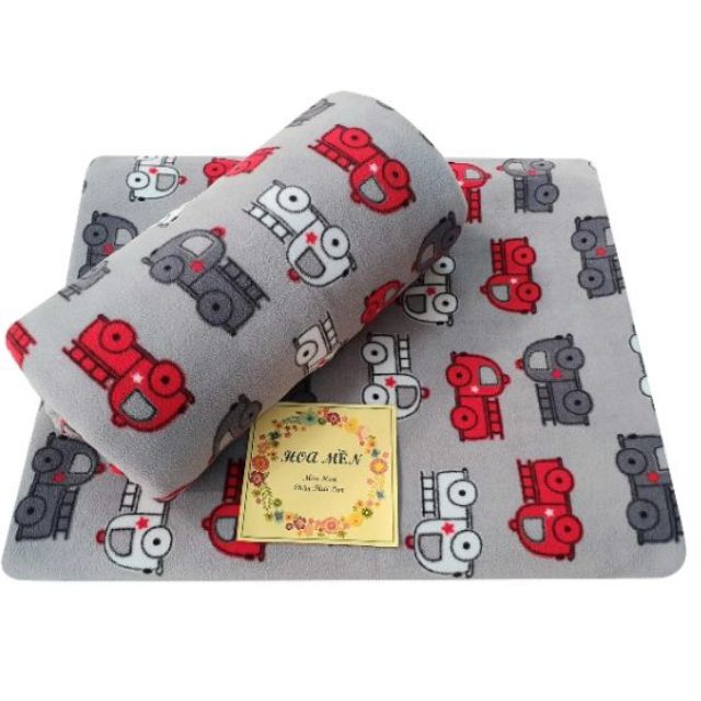Mền nỉ cottonThái ((Xe Cứu Hỏa)) văn phòng, du lịch, đi học