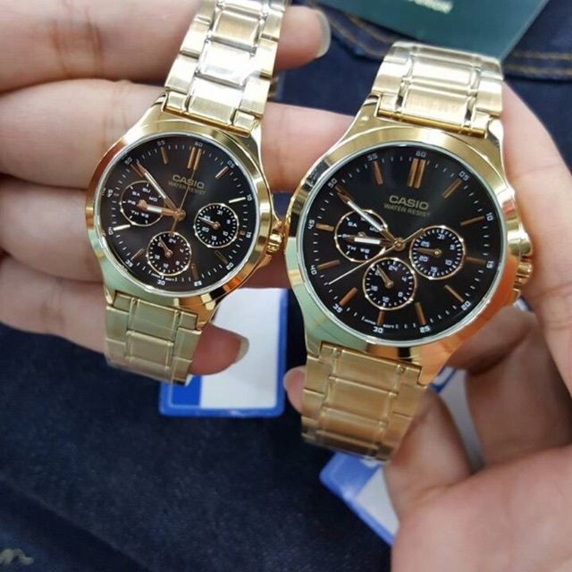 Đồng hồ cặp đôi nam nữ CASIO MTP-V300 và LTP-V300, đồng hồ 3 kim 3 mặt số chống nước, pin 3 năm