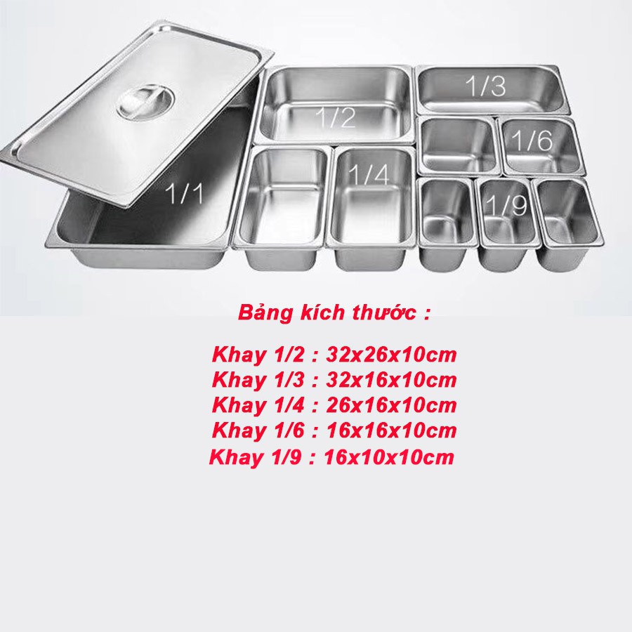 Khay Đựng Topping Inox đủ size (Có Nắp)