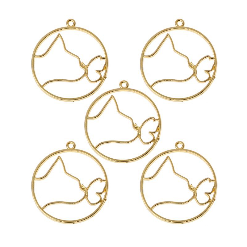 Mặt dây bezel thiết kế hình mèo và chú cún dễ thương almf phụ kiện thời trang